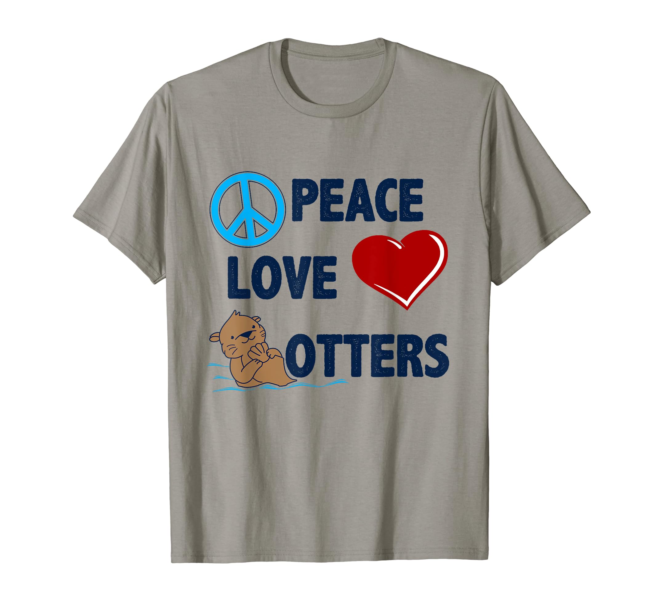 Otter Lover Peace Love Otters Heart T-Shirt - Custom Art Print Unisex - T-Shirt, Sweatshirt, Hoodie