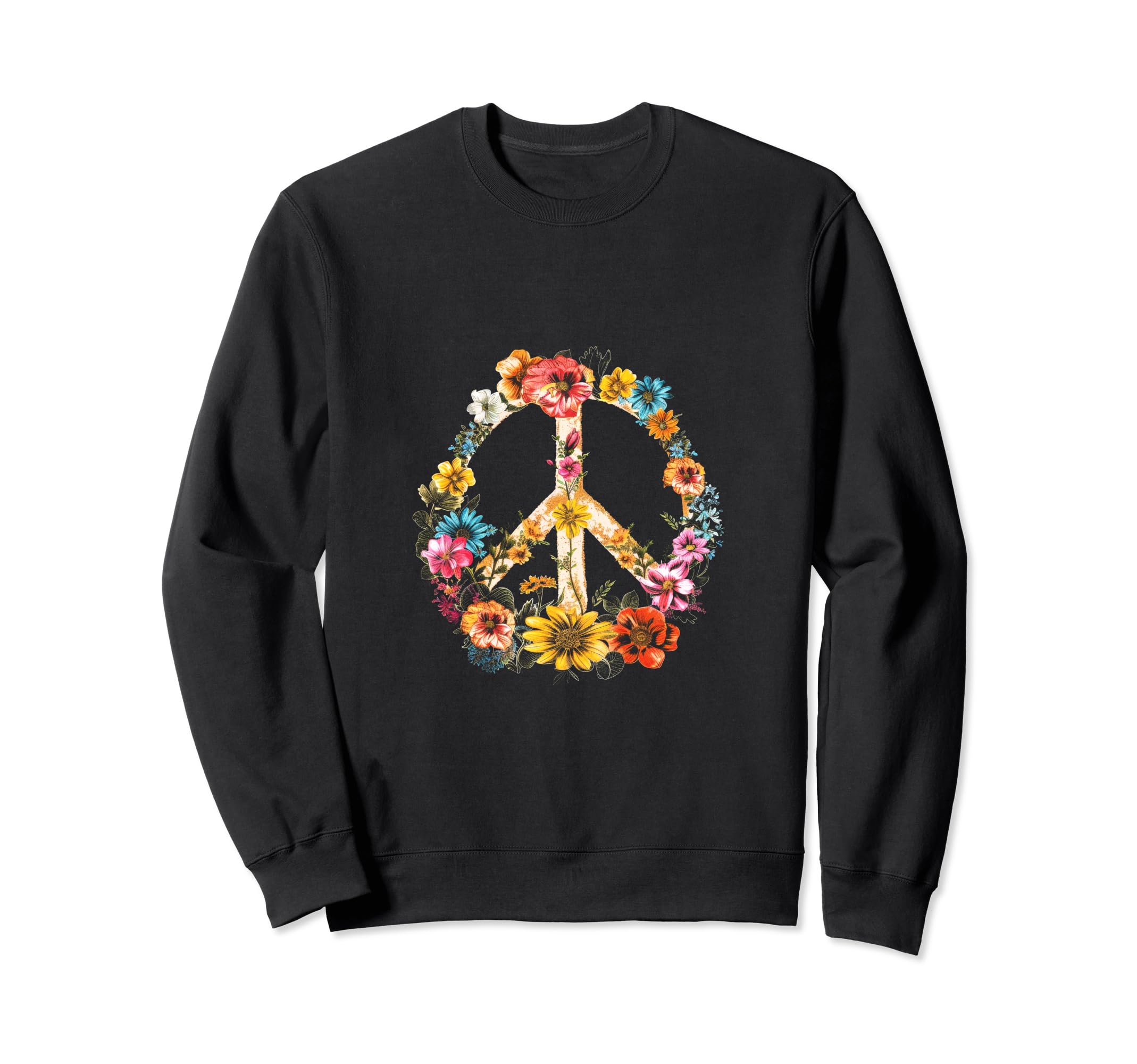 Boho Peace Sign Flowers Peace Sweatshirt - Fun Novelty Design for Adults - T-Shirt, Sweatshirt, Hoodie