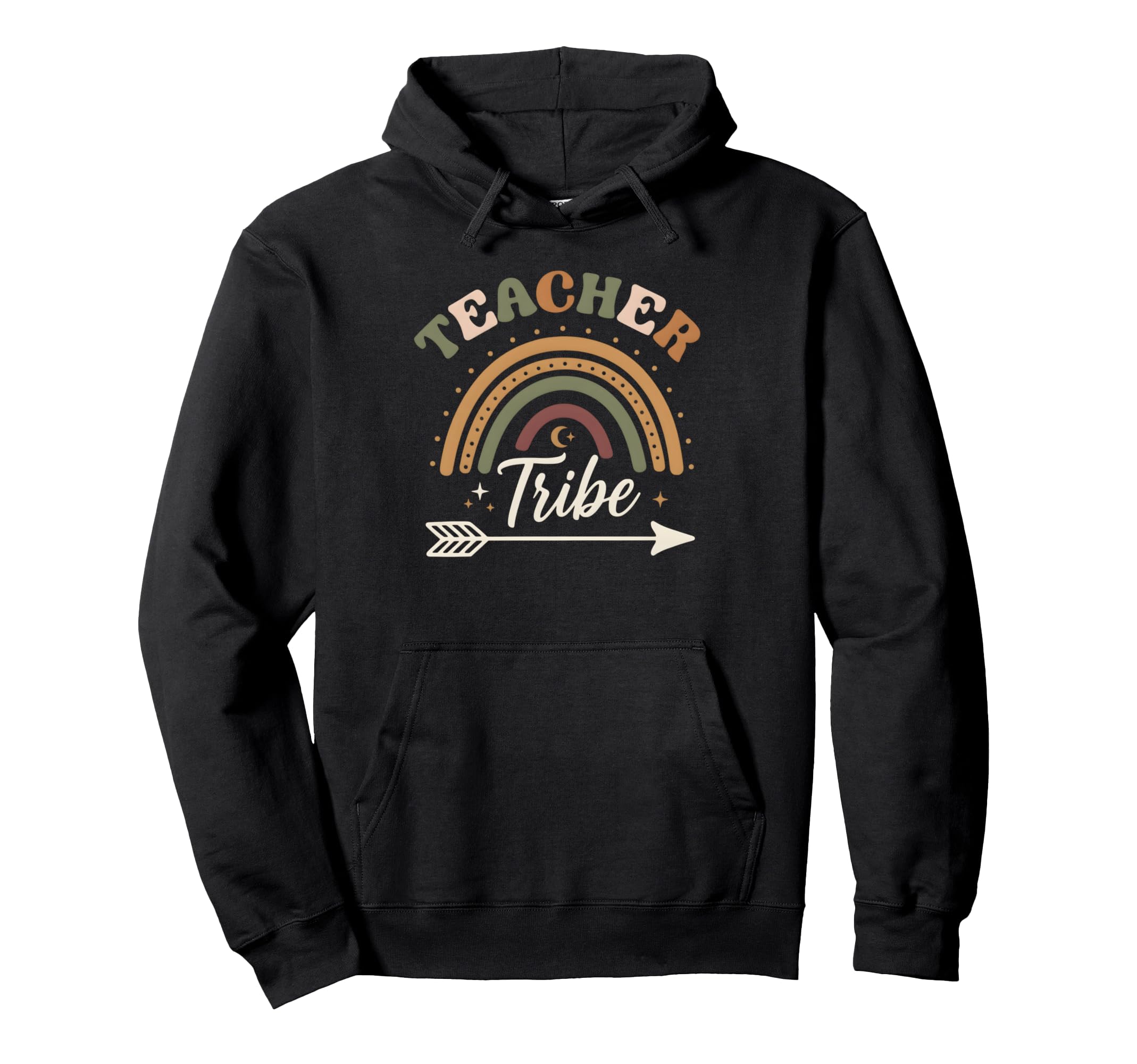 Teacher Tribe Boho Rainbow Back To Hoodie - Minimalist Print Men Women - T-Shirt, Sweatshirt, Hoodie