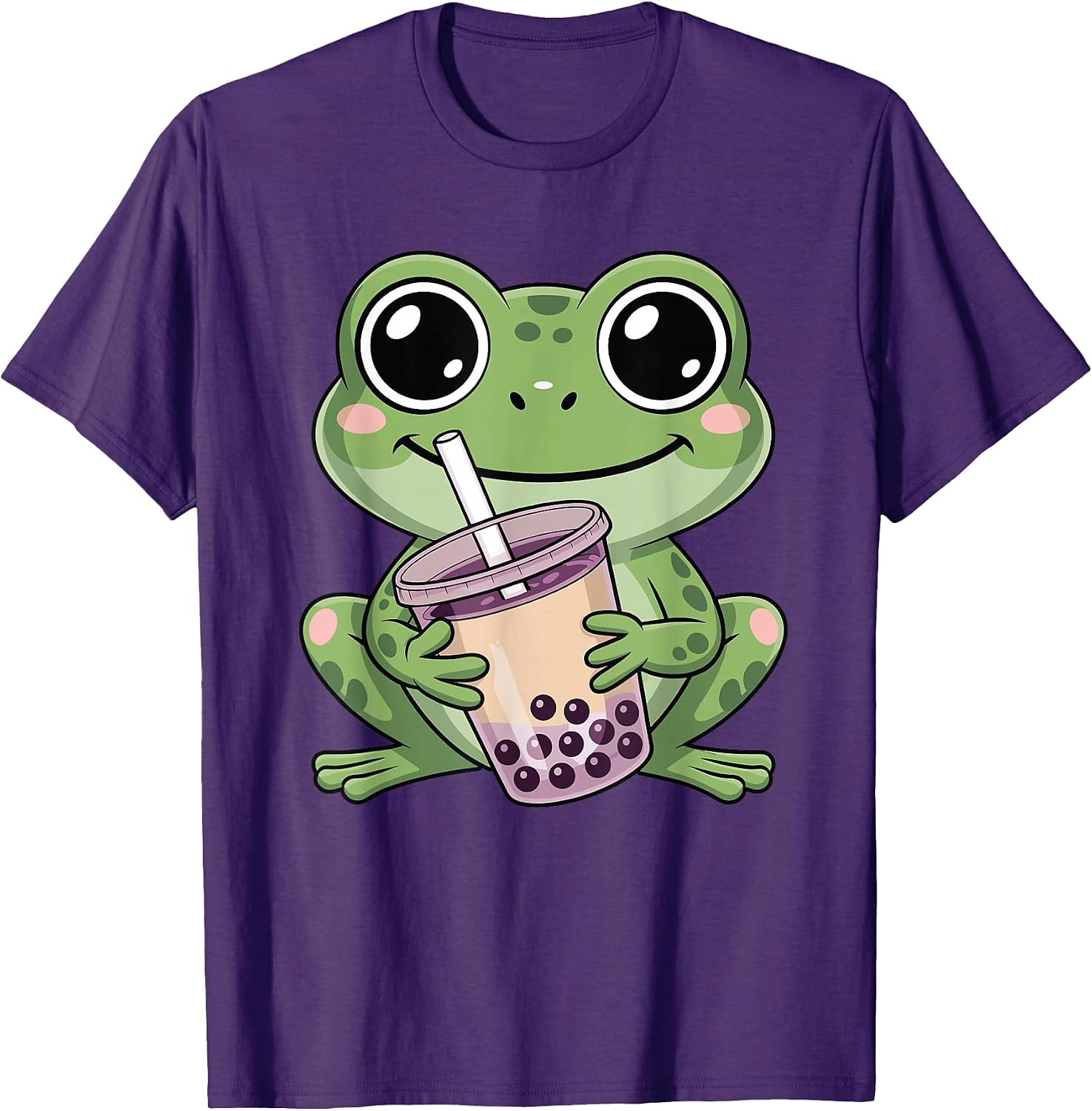 Kawaii Cute Boba Frog Strawberry Bubble Milk Tea - Adult & Kids T-Shirts, Sweatshirts & Hoodies apparel design preview 1