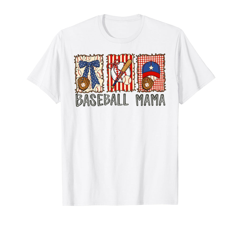 Preppy Baseball Mama Baseball Mom Mother T-Shirt - Unique Graphic Unisex - T-Shirt, Sweatshirt, Hoodie