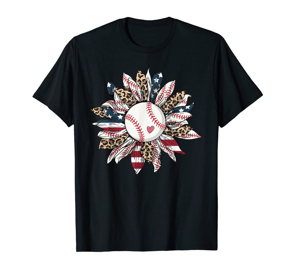 Baseball American Flag Leopard T-Shirt - Aesthetic Graphic Men Women - T-Shirt, Sweatshirt, Hoodie