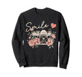 Photographer Smile Camera Flowers Sweatshirt - Minimalist Print for Adults - T-Shirt, Sweatshirt, Hoodie