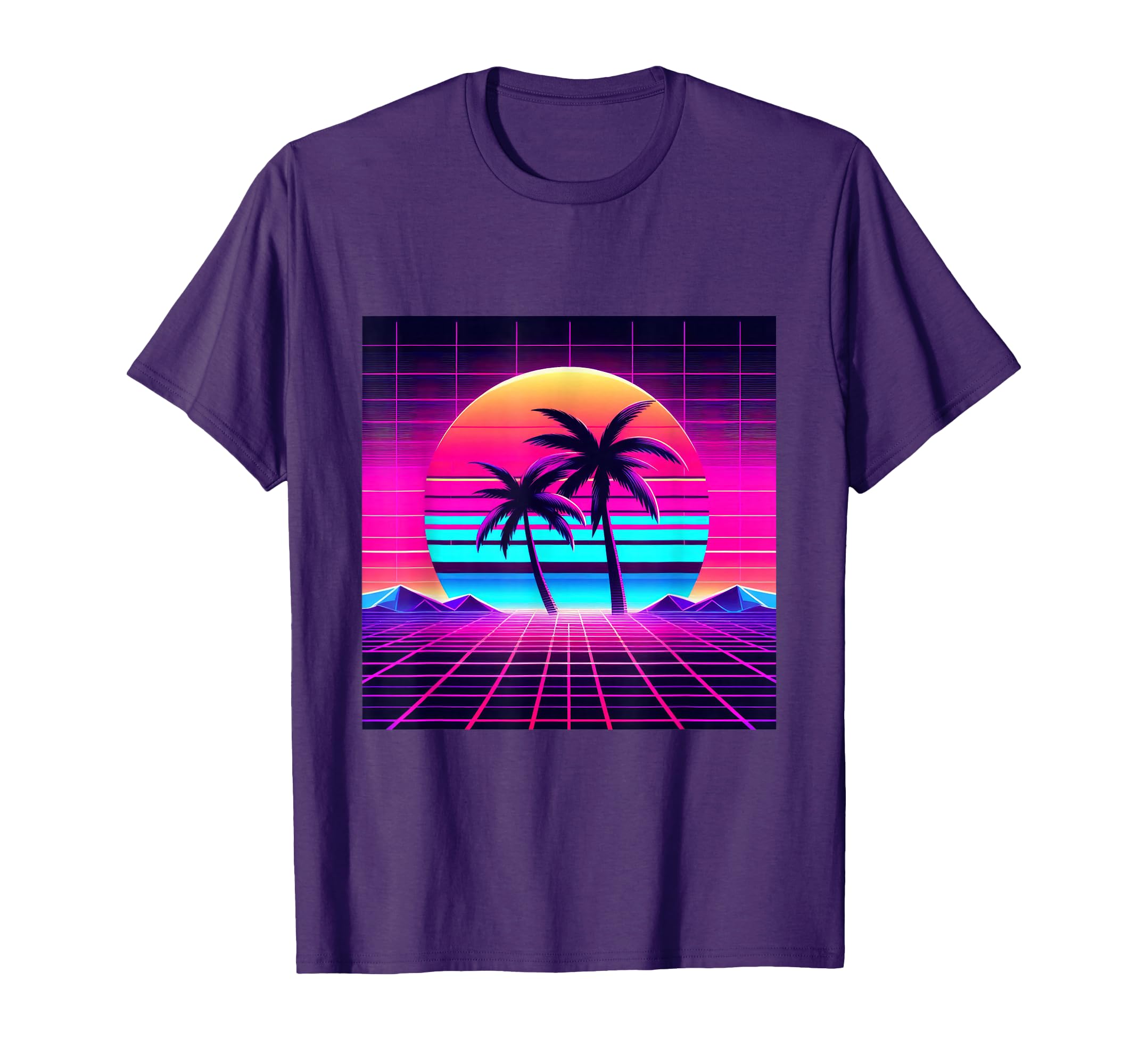 Synthwave Vaporwave Tropical Palm T-Shirt - Fun Novelty Design Men Women - T-Shirt, Sweatshirt, Hoodie