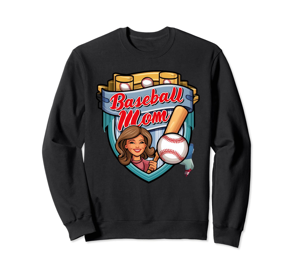 Womens Baseball Mom Mama Sweatshirt - Fun Novelty Design for Adults - T-Shirt, Sweatshirt, Hoodie