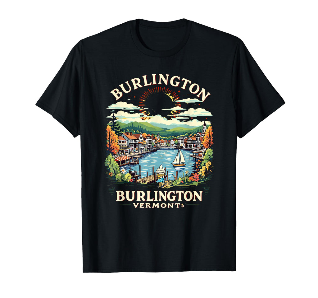 Burlington Vermont Sunset Skyline T-Shirt - Aesthetic Graphic for Adults - T-Shirt, Sweatshirt, Hoodie
