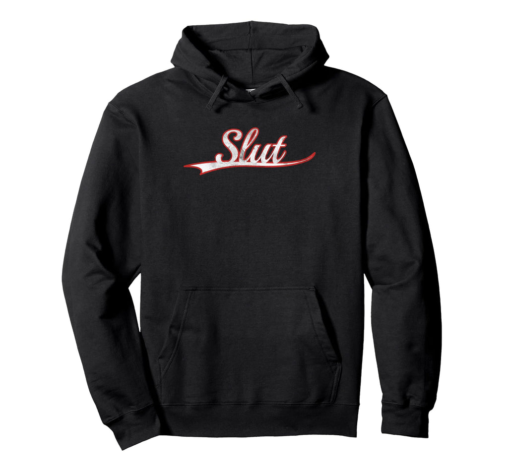 Slut Varsity Distressed Hoodie - Trendy Graphic Men Women - T-Shirt, Sweatshirt, Hoodie