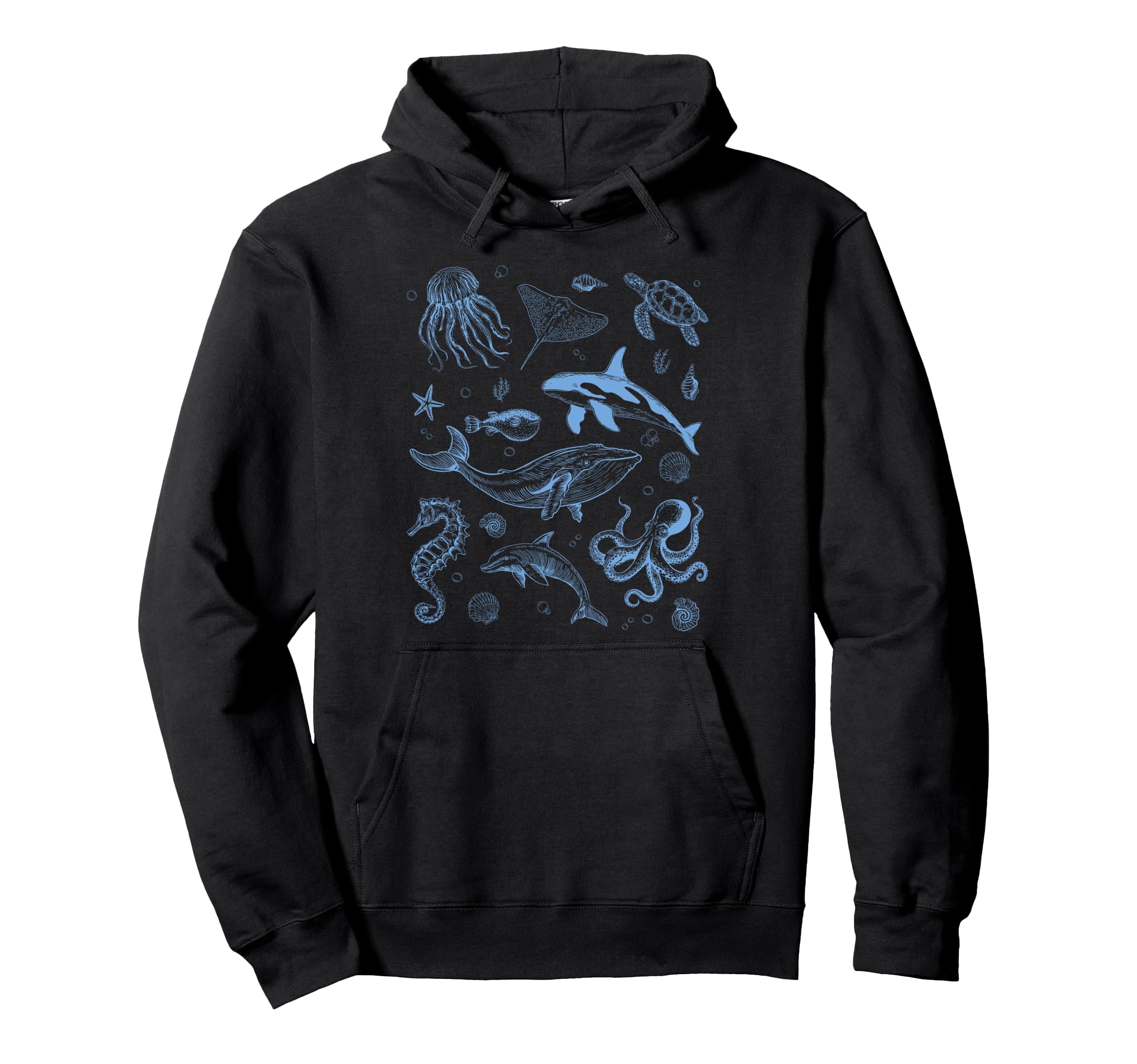 Ocean Life Sea Aesthetic Dolphin Beach Hoodie - Custom Art Print Men Women - T-Shirt, Sweatshirt, Hoodie