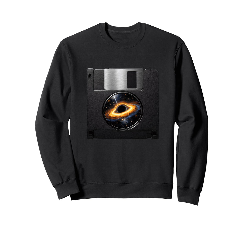 Floppy Disk Black Hole 90S Tech Sweatshirt - Fun Novelty Design for Adults - T-Shirt, Sweatshirt, Hoodie