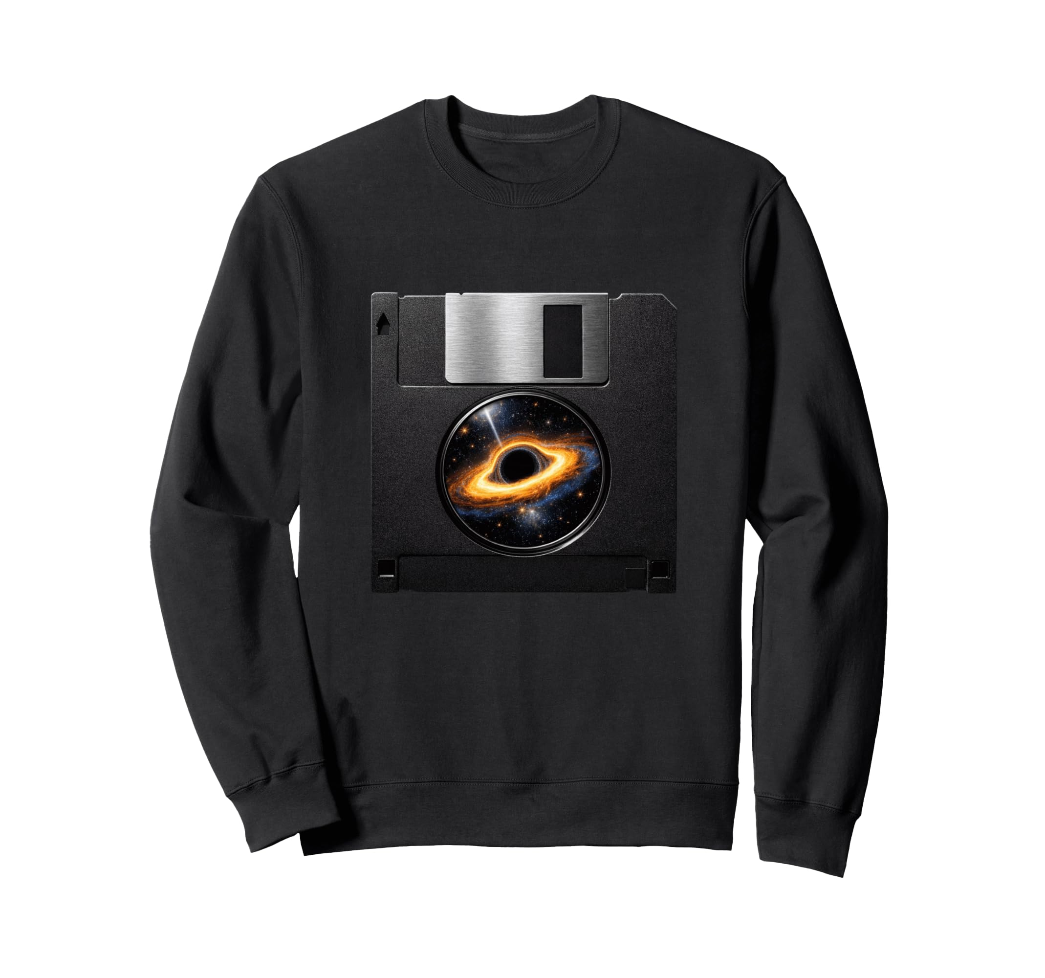 Floppy Disk Black Hole 90S Tech Sweatshirt - Fun Novelty Design for Adults - T-Shirt, Sweatshirt, Hoodie
