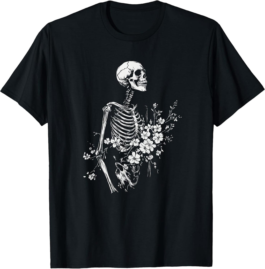 The Floral Goth Skeleton Merch - Adult & Kids T-Shirts, Sweatshirts & Hoodies apparel design preview 1