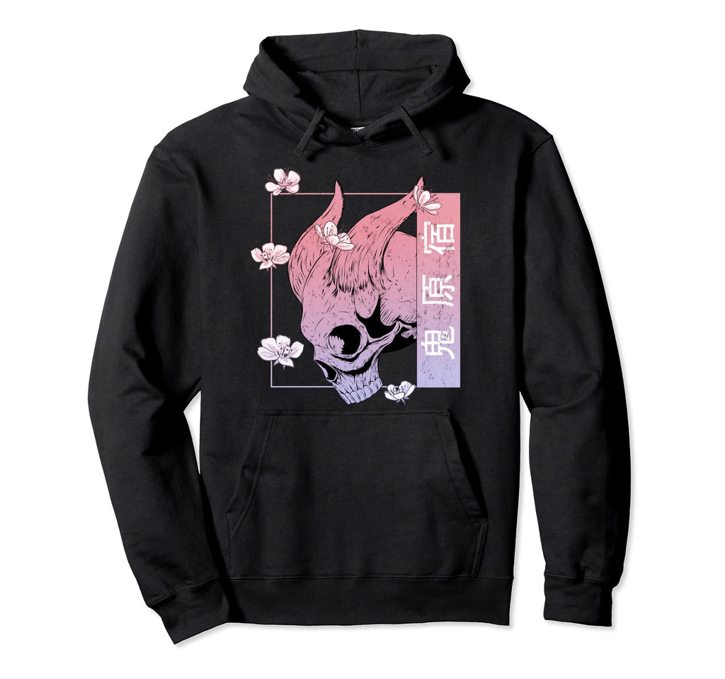 Japan Demon Oni Skull Otaku 90S Hoodie - Unique Graphic Men Women - T-Shirt, Sweatshirt, Hoodie