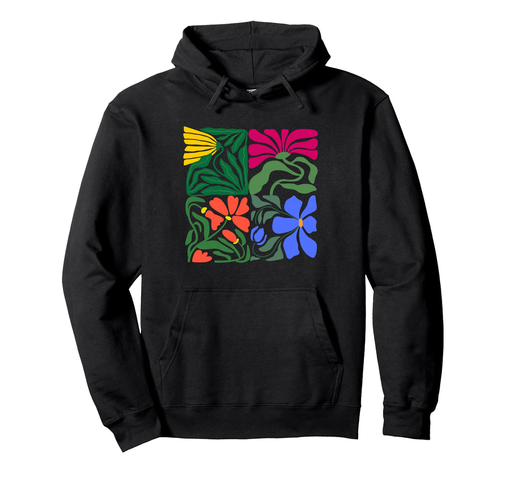 Womens Boho Floral Flower Summertime Hoodie - Minimalist Print for Adults - T-Shirt, Sweatshirt, Hoodie