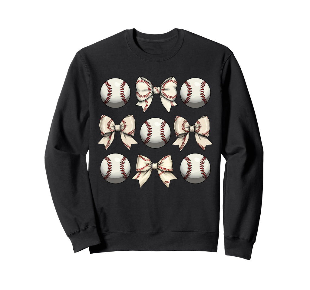 Baseball Coquette Bow Mothers Day Sweatshirt - Unique Graphic Unisex - T-Shirt, Sweatshirt, Hoodie