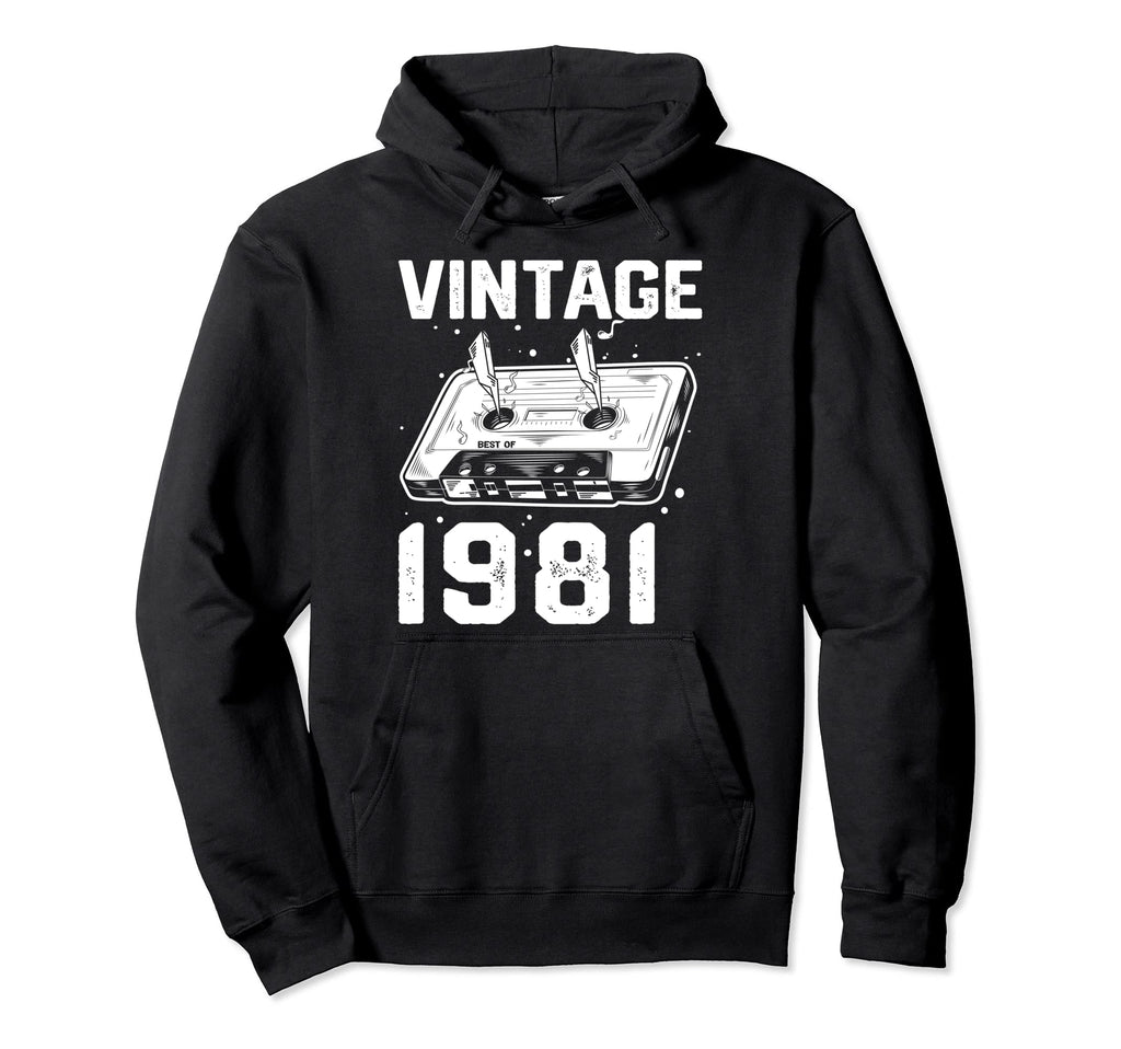 Birthday Best 1981 Bday 1981 Cassette Hoodie - Fun Novelty Design Unisex - T-Shirt, Sweatshirt, Hoodie