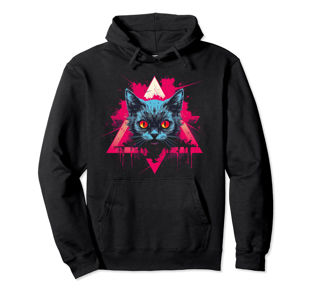 Cat Vaporwave Retrowave Aesthetic Hoodie - Aesthetic Graphic Unisex - T-Shirt, Sweatshirt, Hoodie