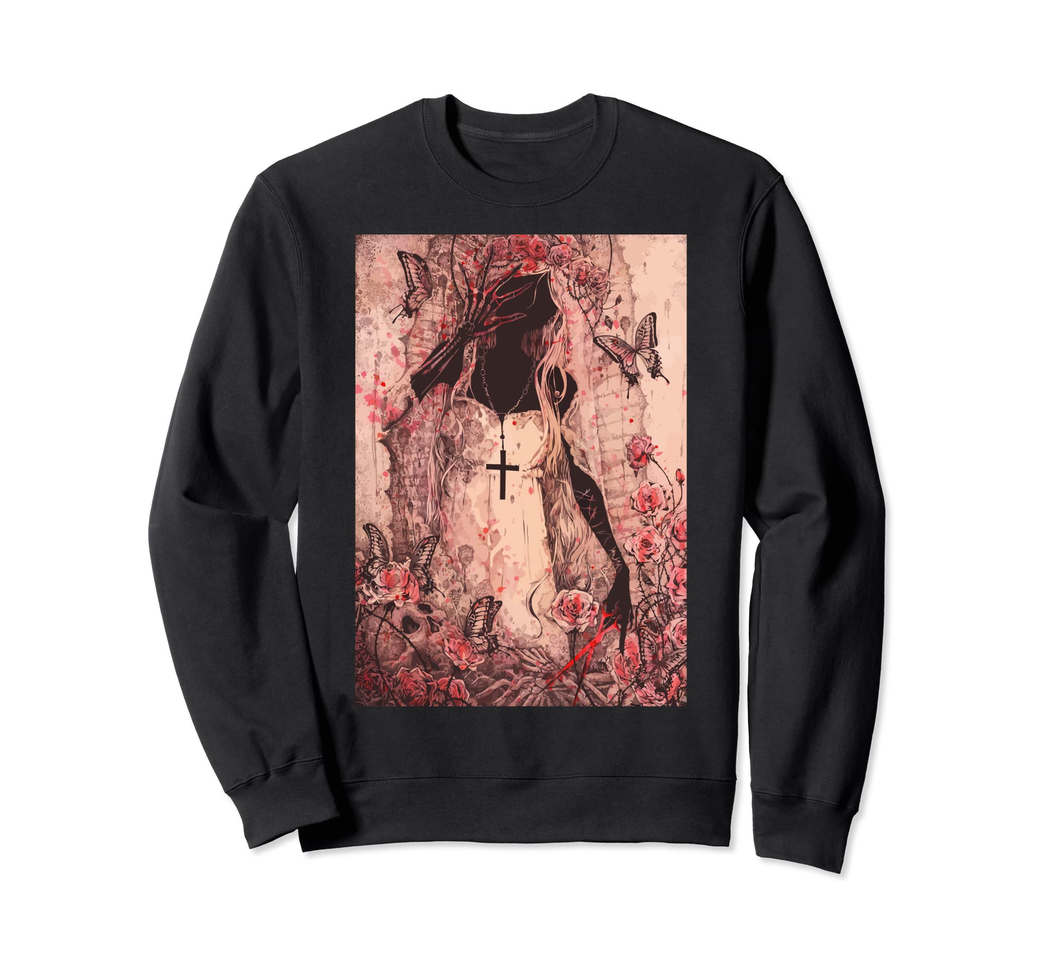 Sad Cross And Butterfly Pastel Sweatshirt - Custom Art Print Men Women - T-Shirt, Sweatshirt, Hoodie