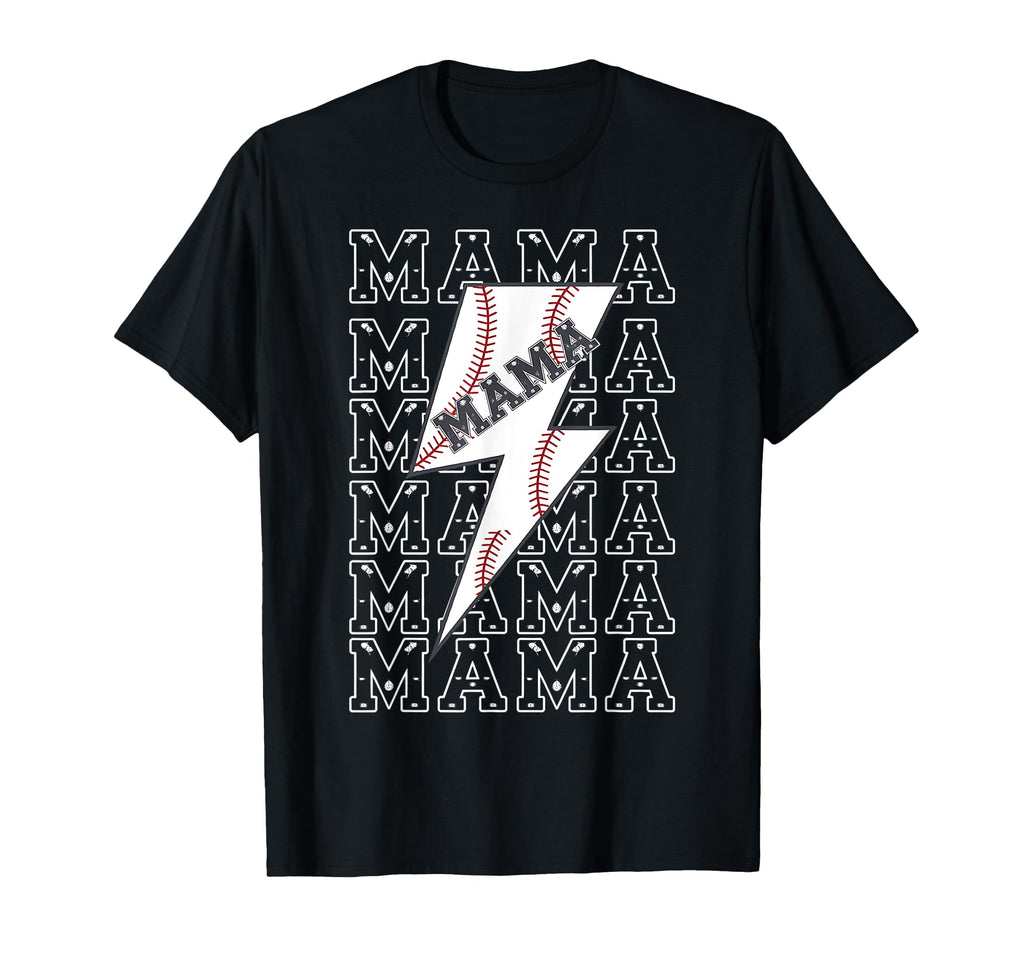 Mama Repeated Baseball Lightning Stitch T-Shirt - Unique Graphic Men Women - T-Shirt, Sweatshirt, Hoodie