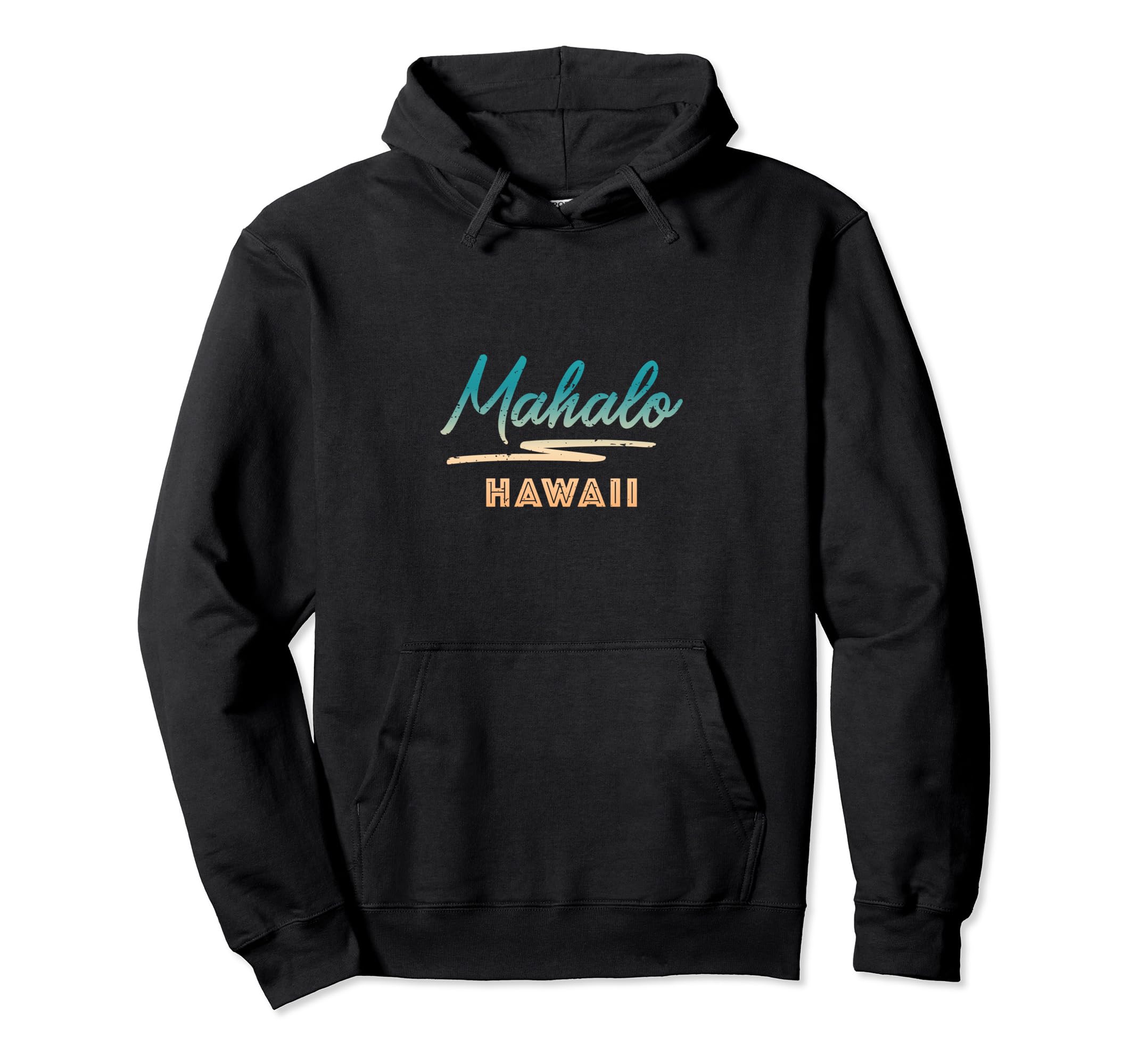 Mahalo Hawaii Distressed Hoodie - Fun Novelty Design for Adults - T-Shirt, Sweatshirt, Hoodie