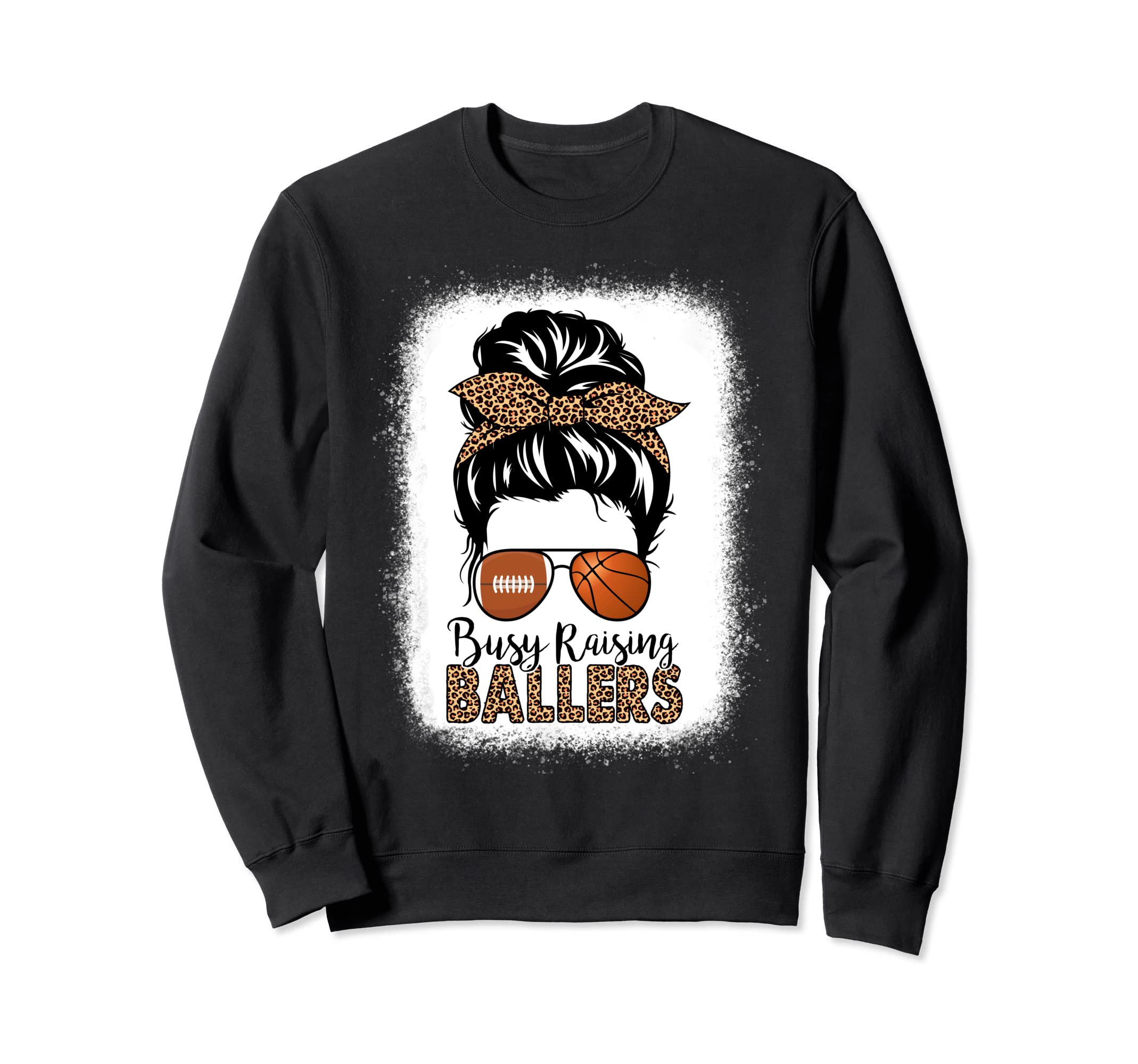 Football And Basketball Mom Messy Bun Sweatshirt - Minimalist Print Unisex - T-Shirt, Sweatshirt, Hoodie