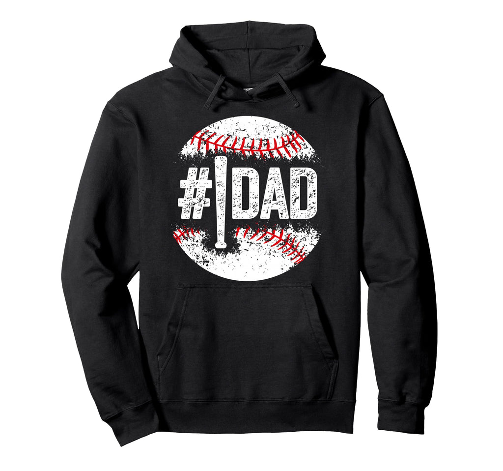 Mens 1 Dad Baseball Number One Daddy Son Hoodie - Graphic Print Men Women - T-Shirt, Sweatshirt, Hoodie