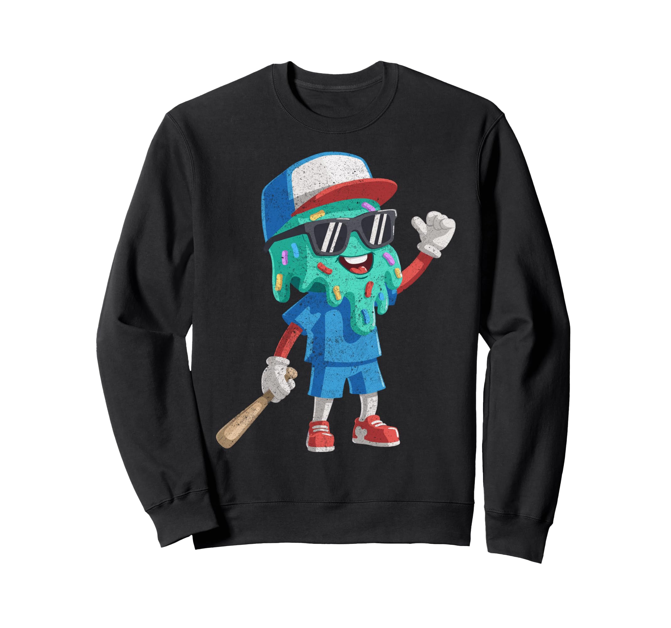 Baseball Ice Cream Drip Gamer Gifts T-Shirt - Minimalist Print Unisex - T-Shirt, Sweatshirt, Hoodie