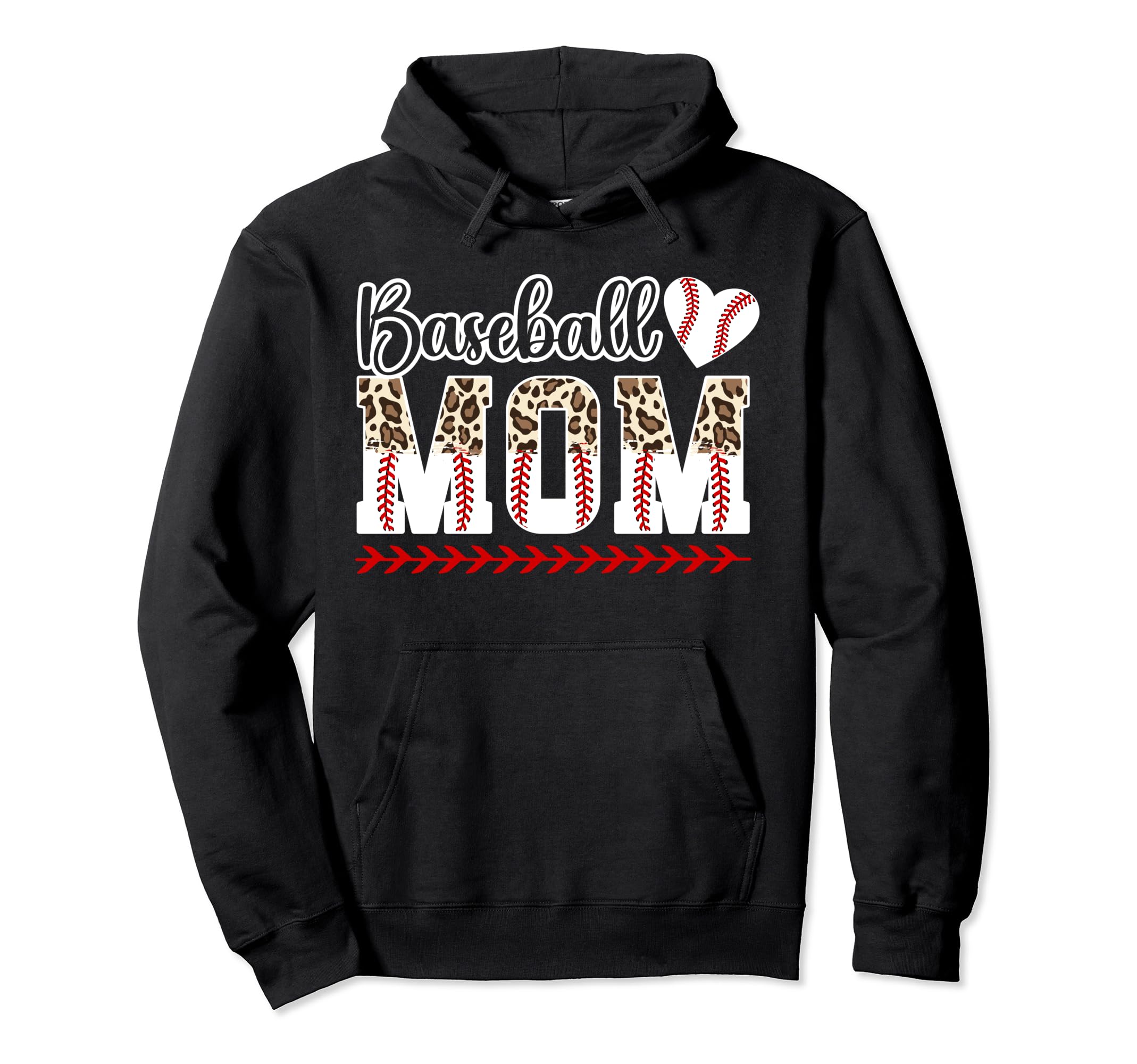 Baseball Mom Leopard Mom Baseball Player Hoodie - Graphic Print Men Women - T-Shirt, Sweatshirt, Hoodie