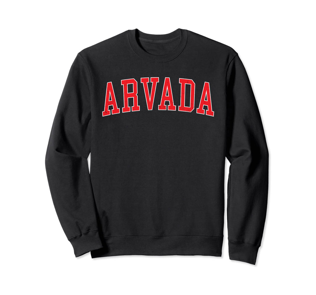 Arvada Co Varsity Red Text Sweatshirt - Trendy Graphic Unisex - T-Shirt, Sweatshirt, Hoodie