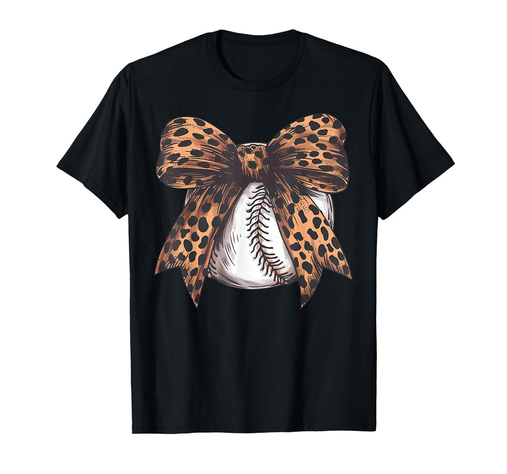 Baseball Leopard Coquette Bow Womens T-Shirt - Custom Art Print Unisex - T-Shirt, Sweatshirt, Hoodie