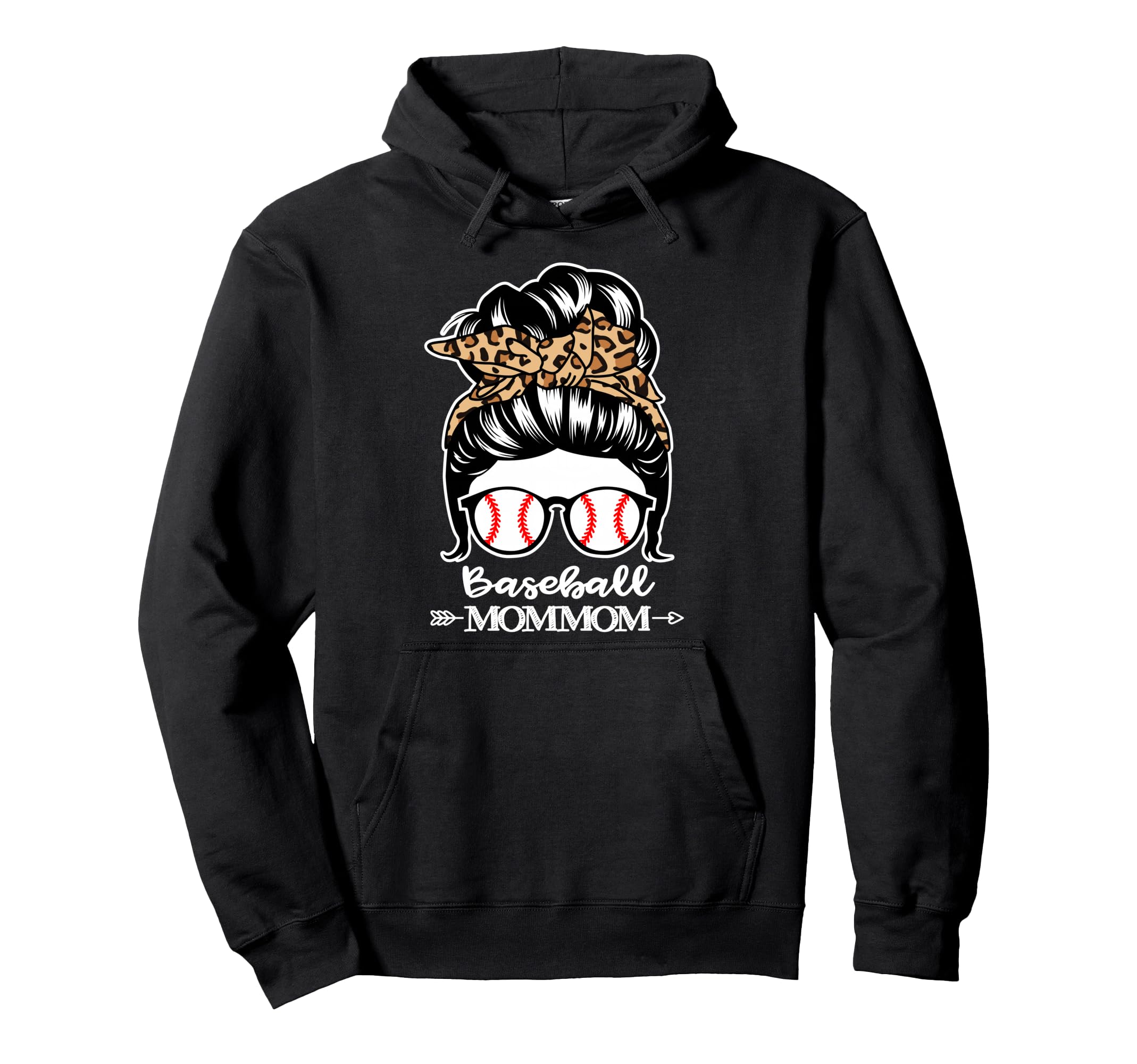 Baseball Mommom Messy Bun Hair Funny Hoodie - Novelty Apparel Men Women - T-Shirt, Sweatshirt, Hoodie