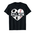 Ball Mom Heart Funny Baseball Soccer Mom T-Shirt - Graphic Print Unisex - T-Shirt, Sweatshirt, Hoodie