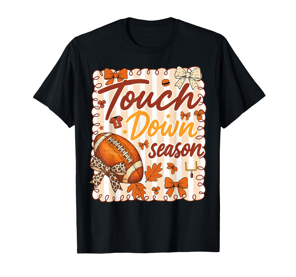 Autumn Football Bow Leopard Game Day Mom T-Shirt - Custom Art Print Unisex - T-Shirt, Sweatshirt, Hoodie