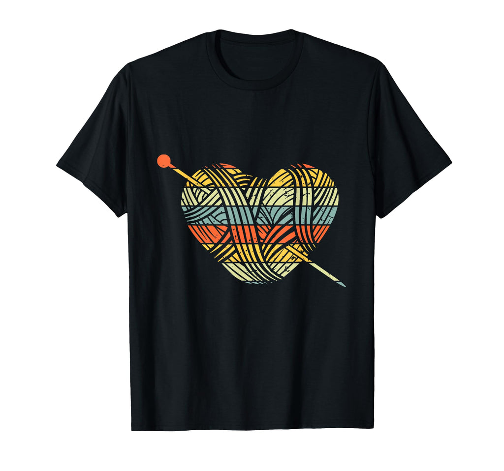 Knitting Crochet Lover Heart Sunset T-Shirt - Novelty Apparel for Adults - T-Shirt, Sweatshirt, Hoodie