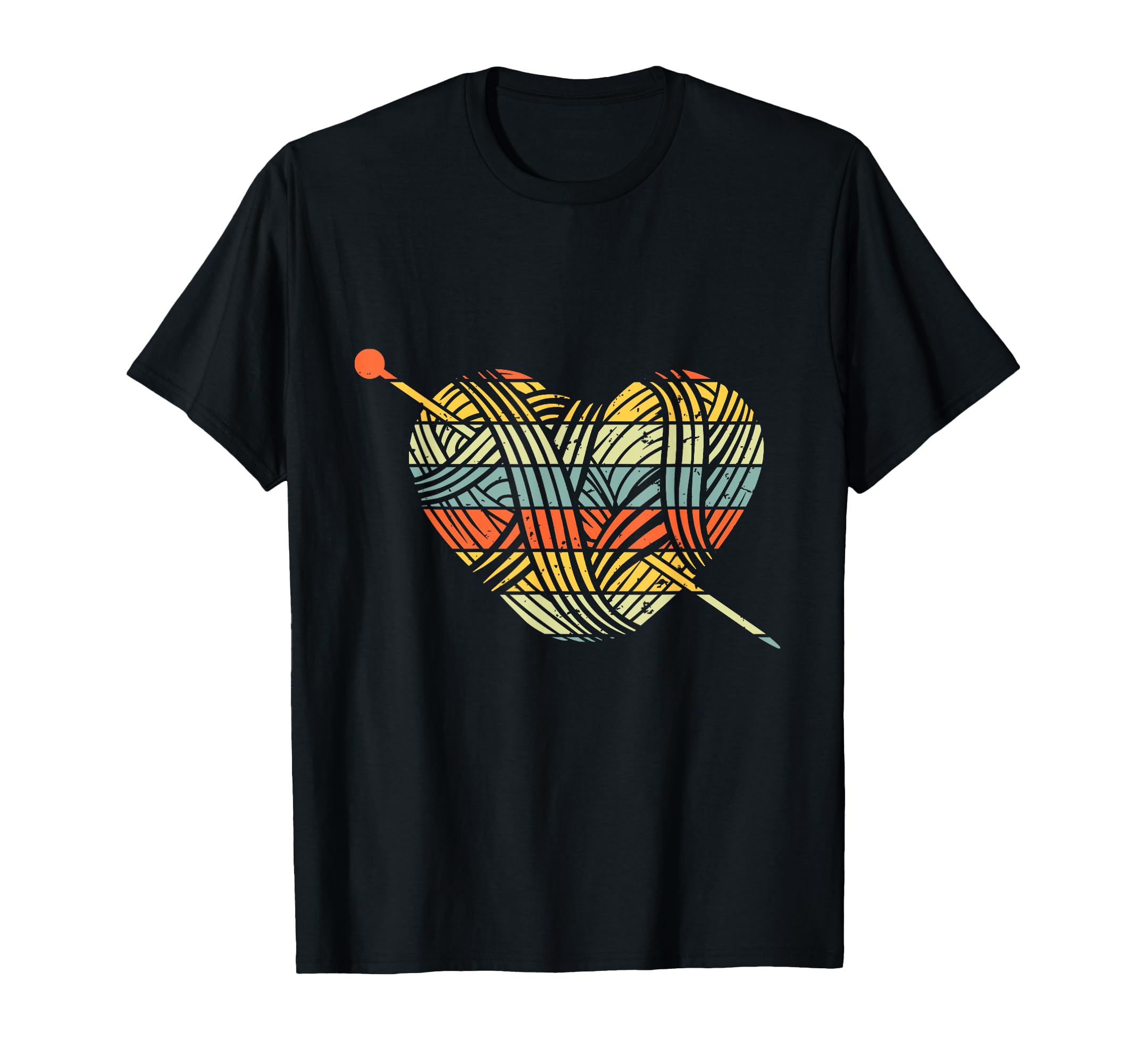 Knitting Crochet Lover Heart Sunset T-Shirt - Novelty Apparel for Adults - T-Shirt, Sweatshirt, Hoodie