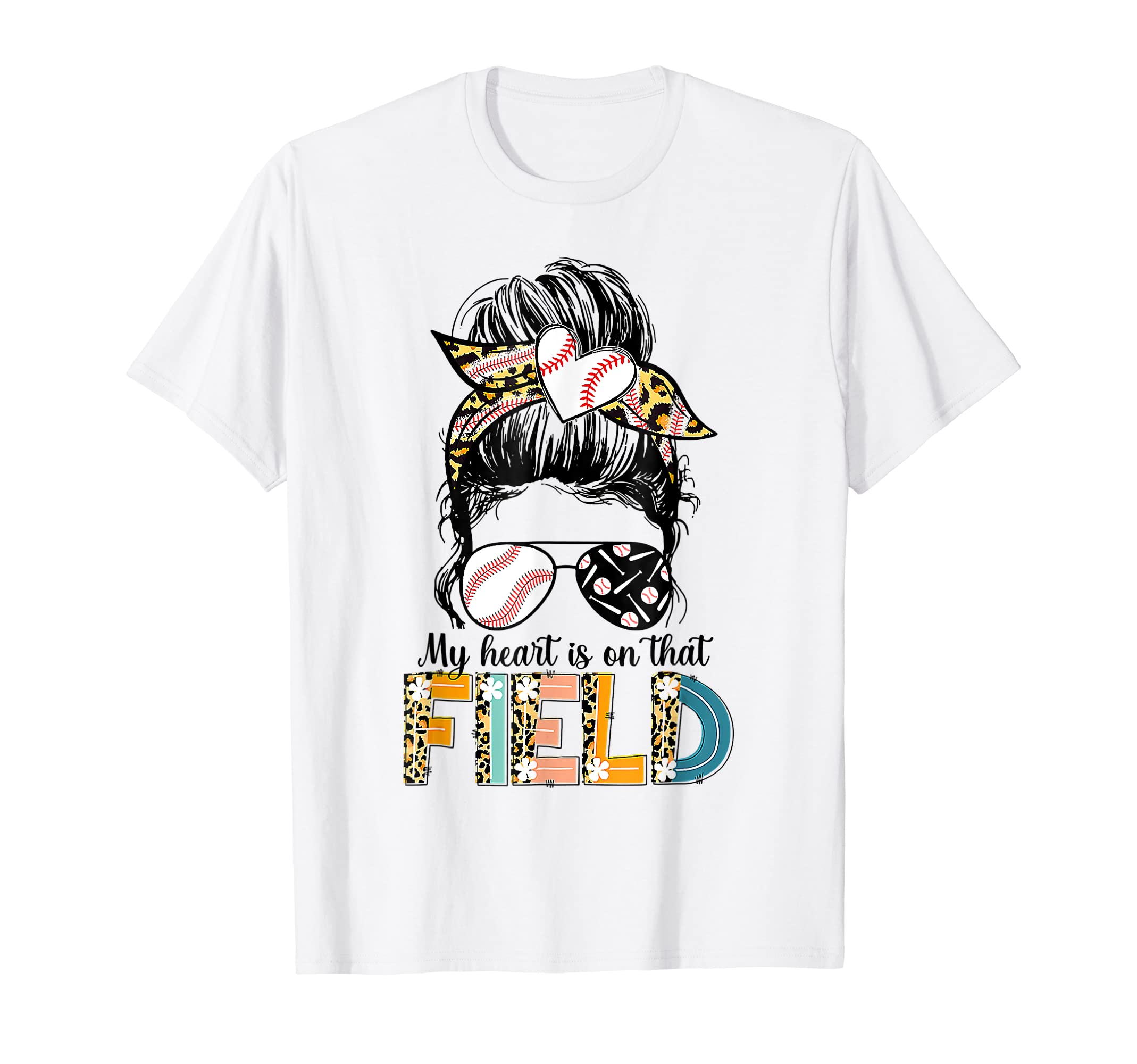 Leopard Baseball Mom Messy Bun My T-Shirt - Custom Art Print for Adults - T-Shirt, Sweatshirt, Hoodie