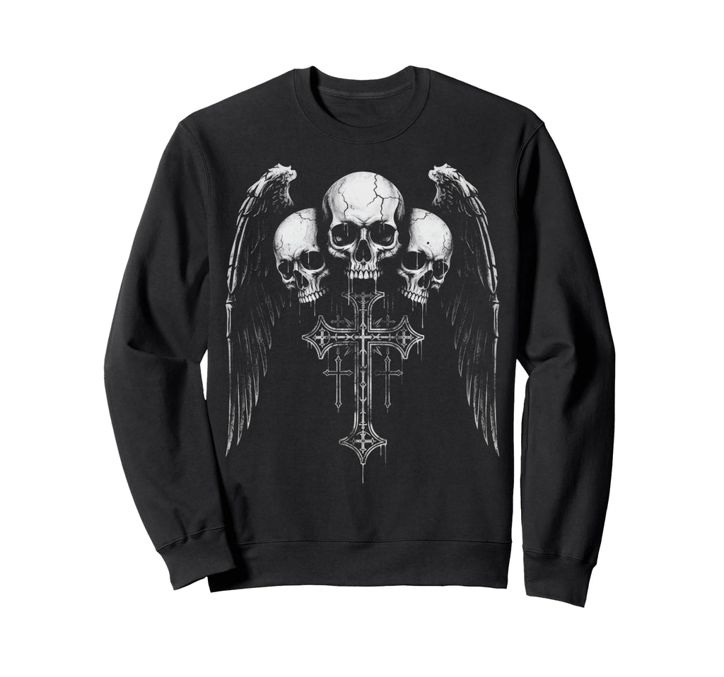 Skull Cross Y2K Grunge Aesthetic Alt Sweatshirt - Graphic Print Men Women - T-Shirt, Sweatshirt, Hoodie