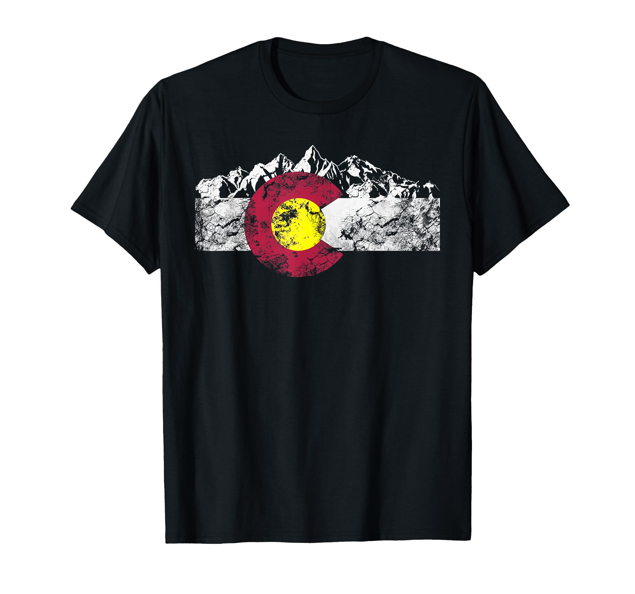 Colorado Flag Mountains Distressed T-Shirt - Casual Everyday Wear Men Women - T-Shirt, Sweatshirt, Hoodie