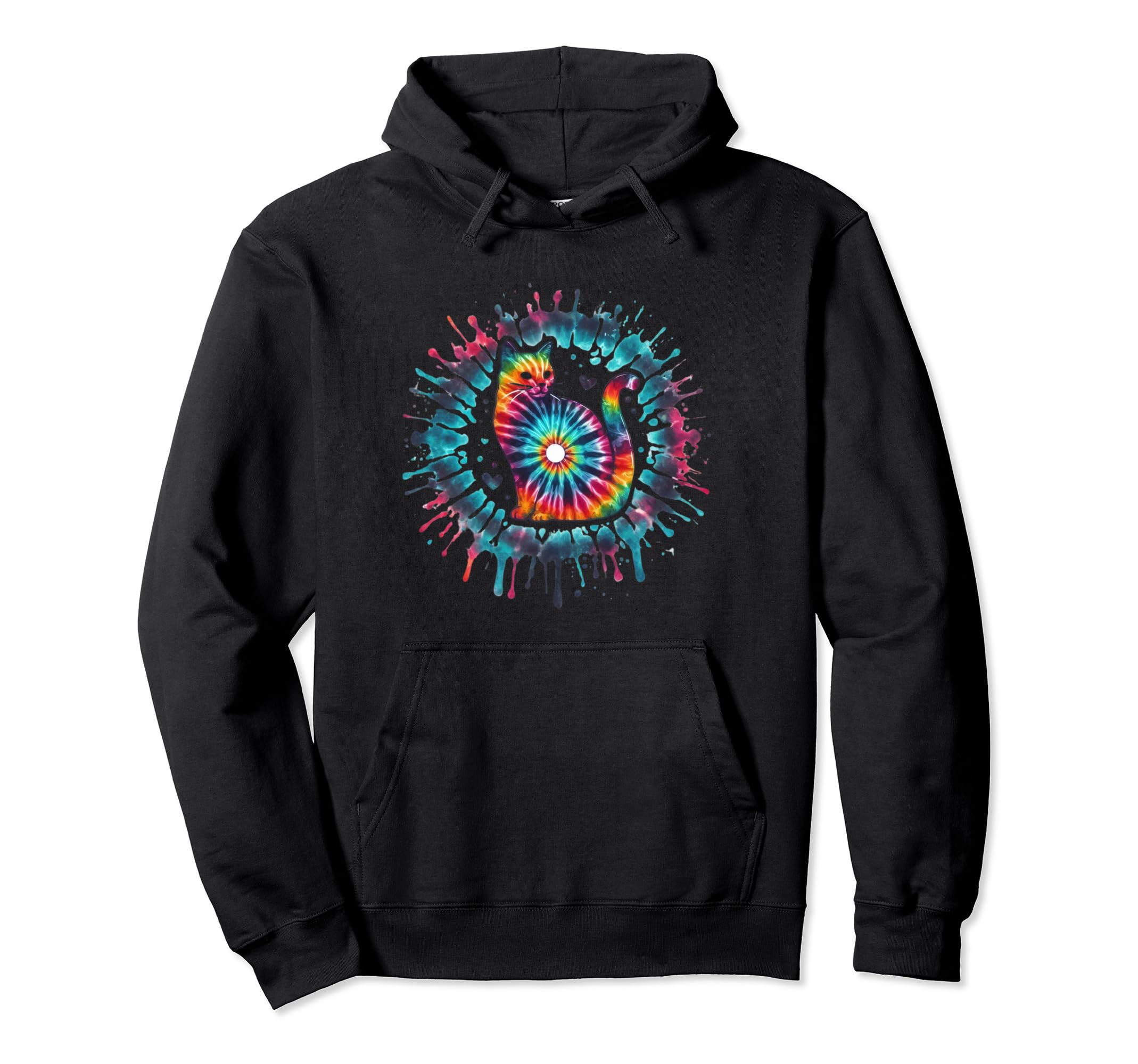 Peace Love Cat Tie Dye Kitty Hippie Hoodie - Streetwear Style for Adults - T-Shirt, Sweatshirt, Hoodie