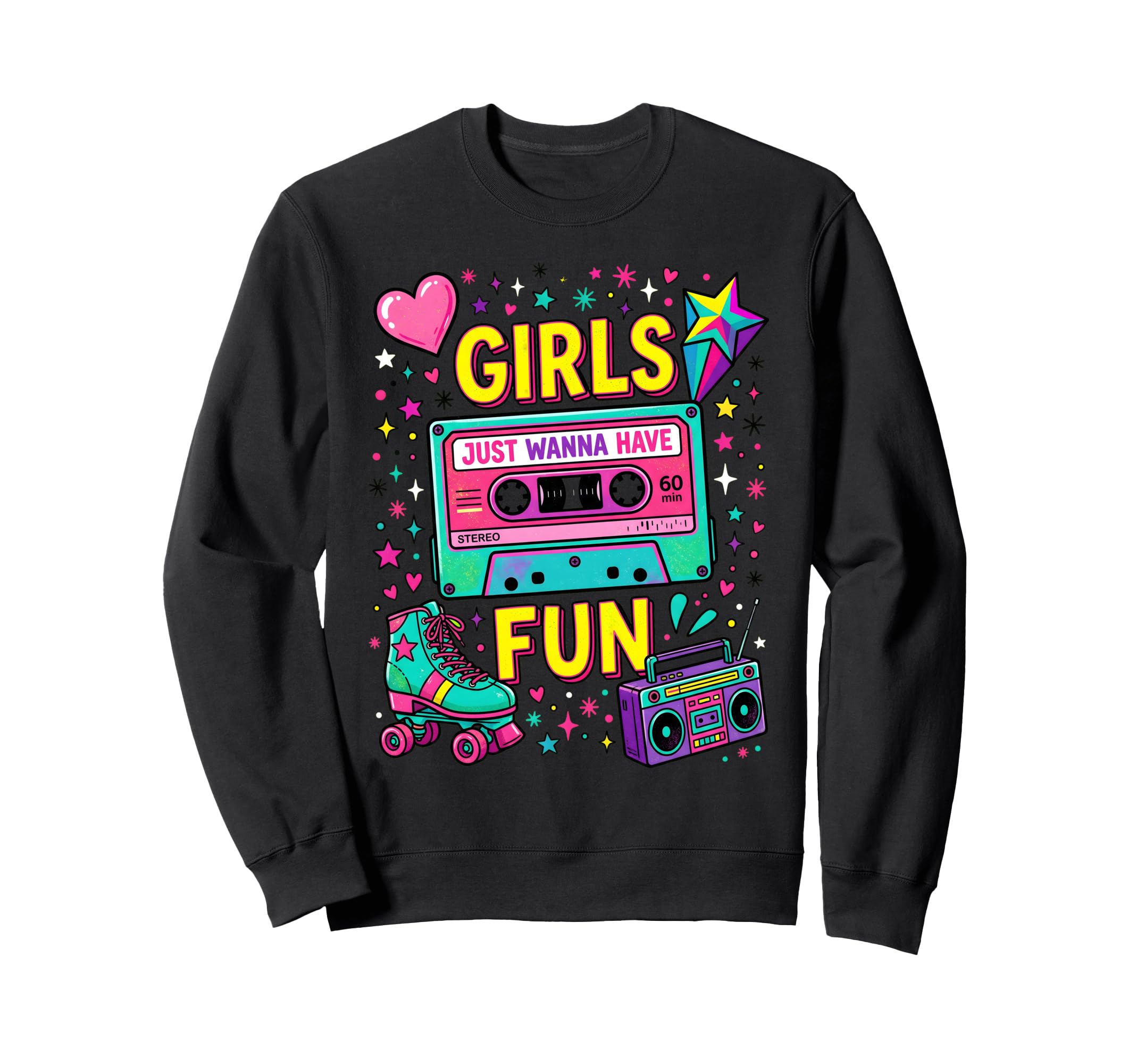 Vibrant 80S Cassette Tape And Sweatshirt - Aesthetic Graphic for Adults - T-Shirt, Sweatshirt, Hoodie