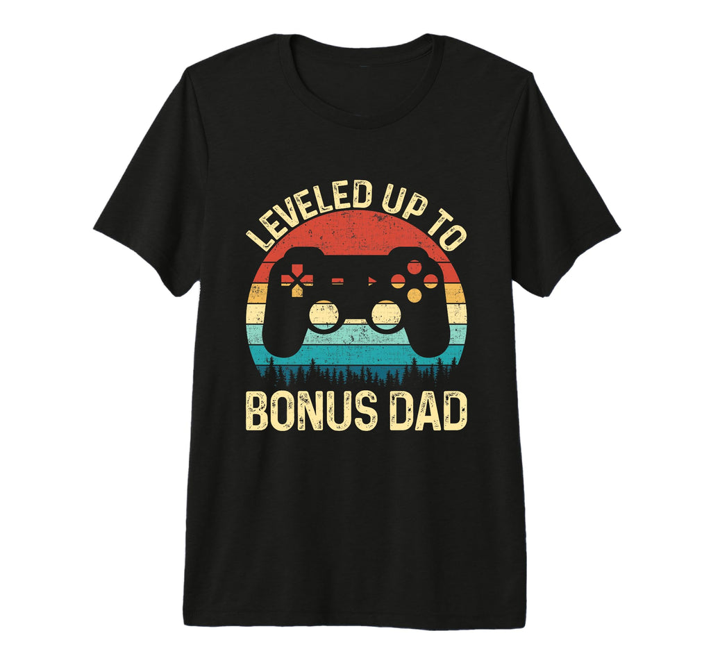 Mens Leveled Up To Bonus Dad Video T-Shirt - Trendy Graphic for Adults - T-Shirt, Sweatshirt, Hoodie