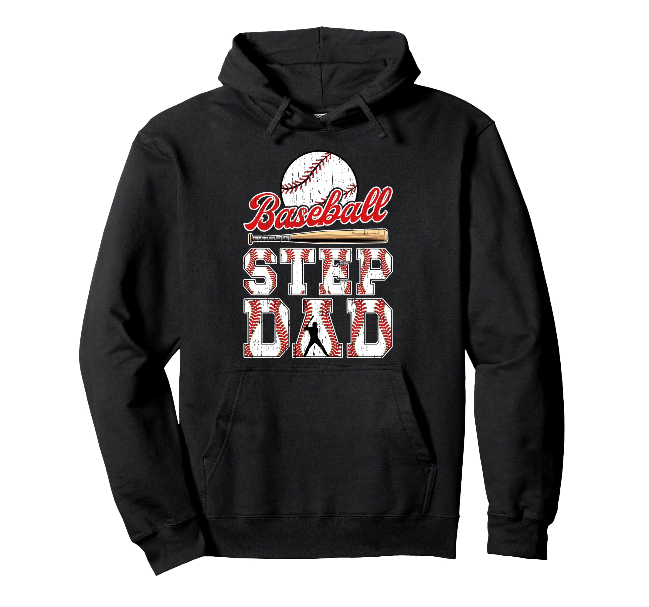 Baseball Step Dad Baseball Player Hoodie - Minimalist Print Men Women - T-Shirt, Sweatshirt, Hoodie