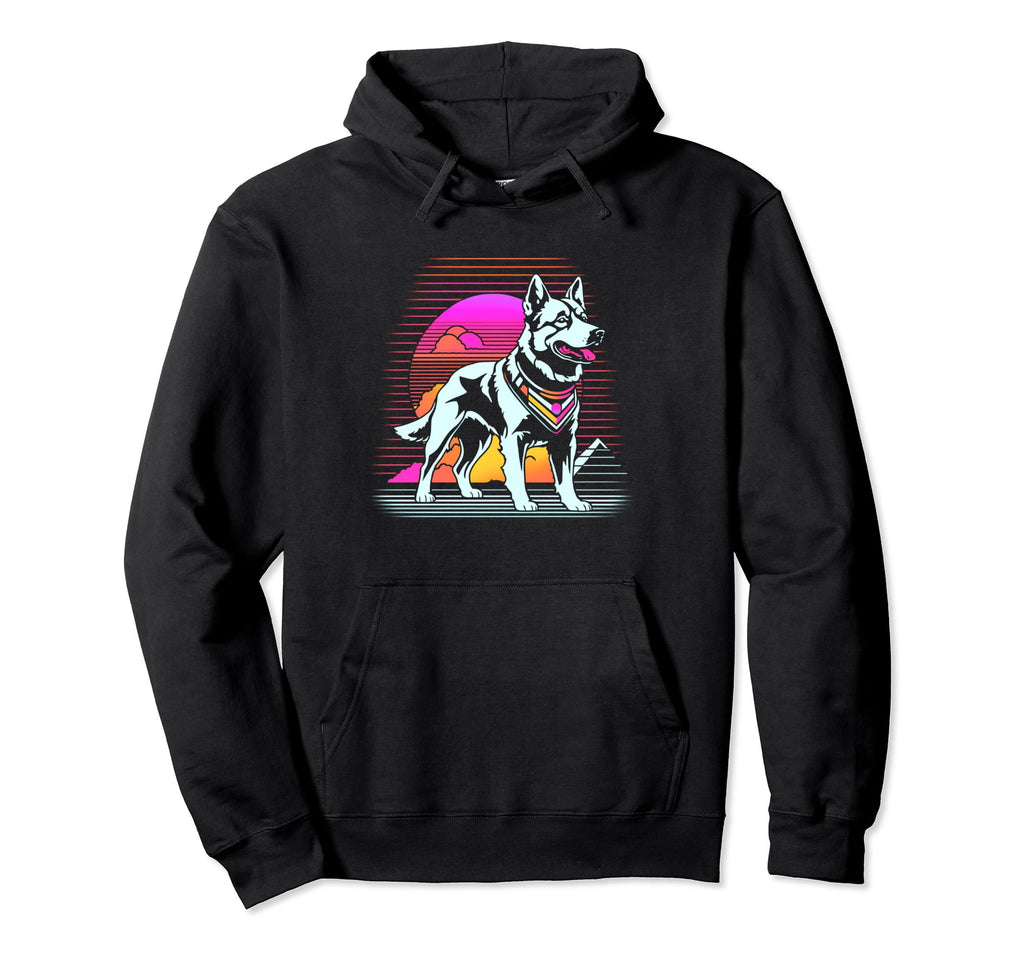 Sunset Vaporwave Aesthetic Dog Hoodie - Graphic Print for Adults - T-Shirt, Sweatshirt, Hoodie