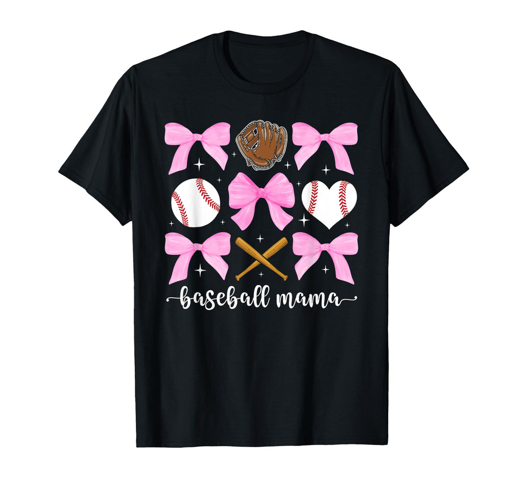 Baseball Mama Bow Baseball Mom Baseball T-Shirt - Trendy Graphic Unisex - T-Shirt, Sweatshirt, Hoodie