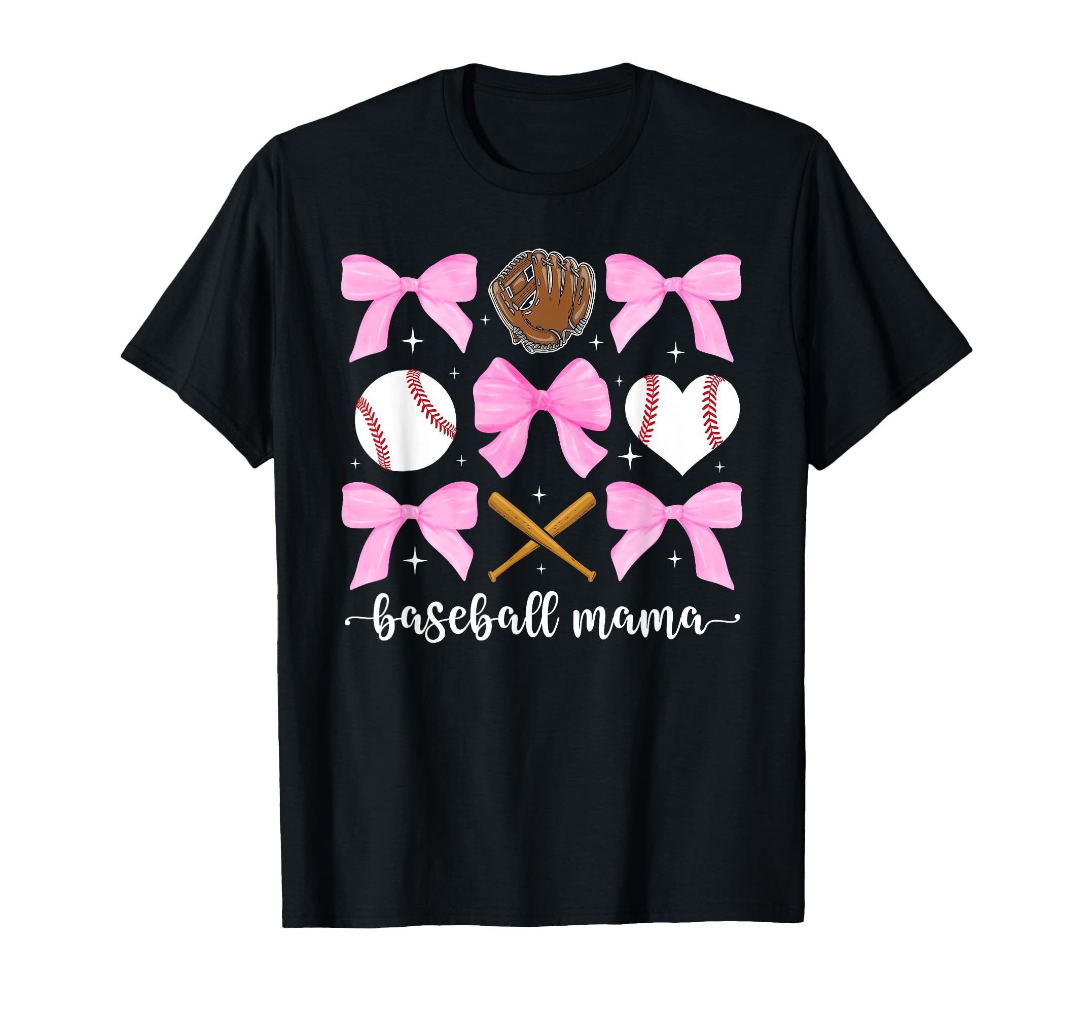Baseball Mama Bow Baseball Mom Baseball T-Shirt - Trendy Graphic Unisex - T-Shirt, Sweatshirt, Hoodie