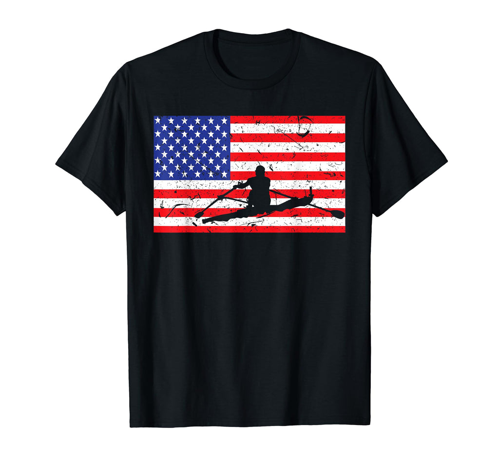 Distressed Rowing Usa American Flag T-Shirt - Aesthetic Graphic for Adults - T-Shirt, Sweatshirt, Hoodie