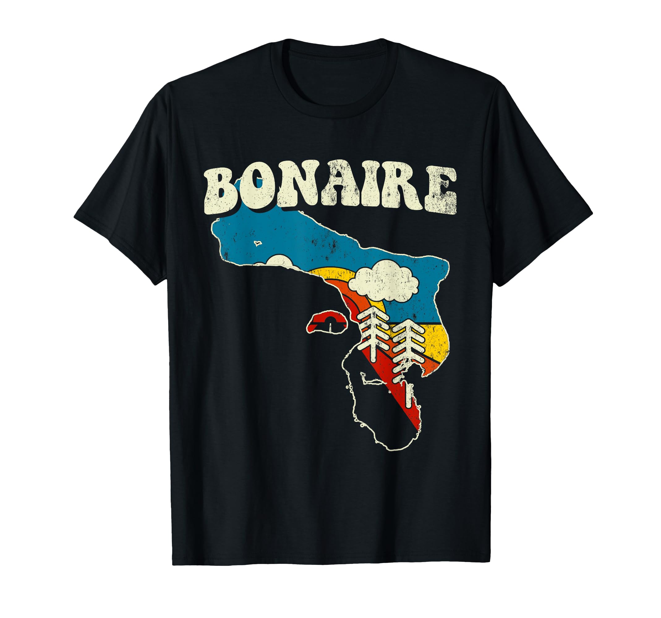 Bonaire Bonairian Country Rainbow 70S T-Shirt - Unique Graphic Men Women - T-Shirt, Sweatshirt, Hoodie