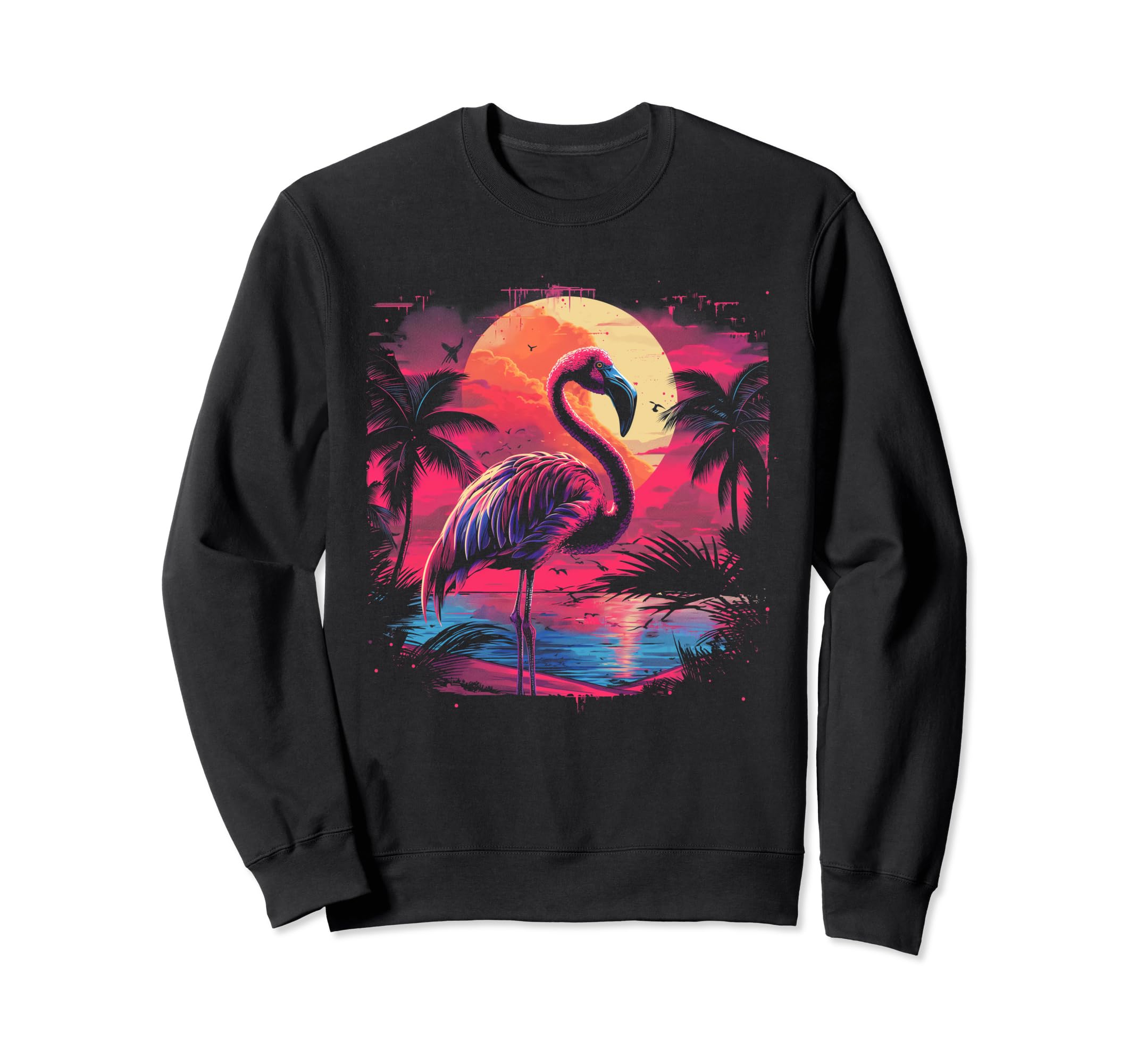 Flamingo Vaporwave Aesthetic Synthwave Sweatshirt - Trendy Graphic Unisex - T-Shirt, Sweatshirt, Hoodie