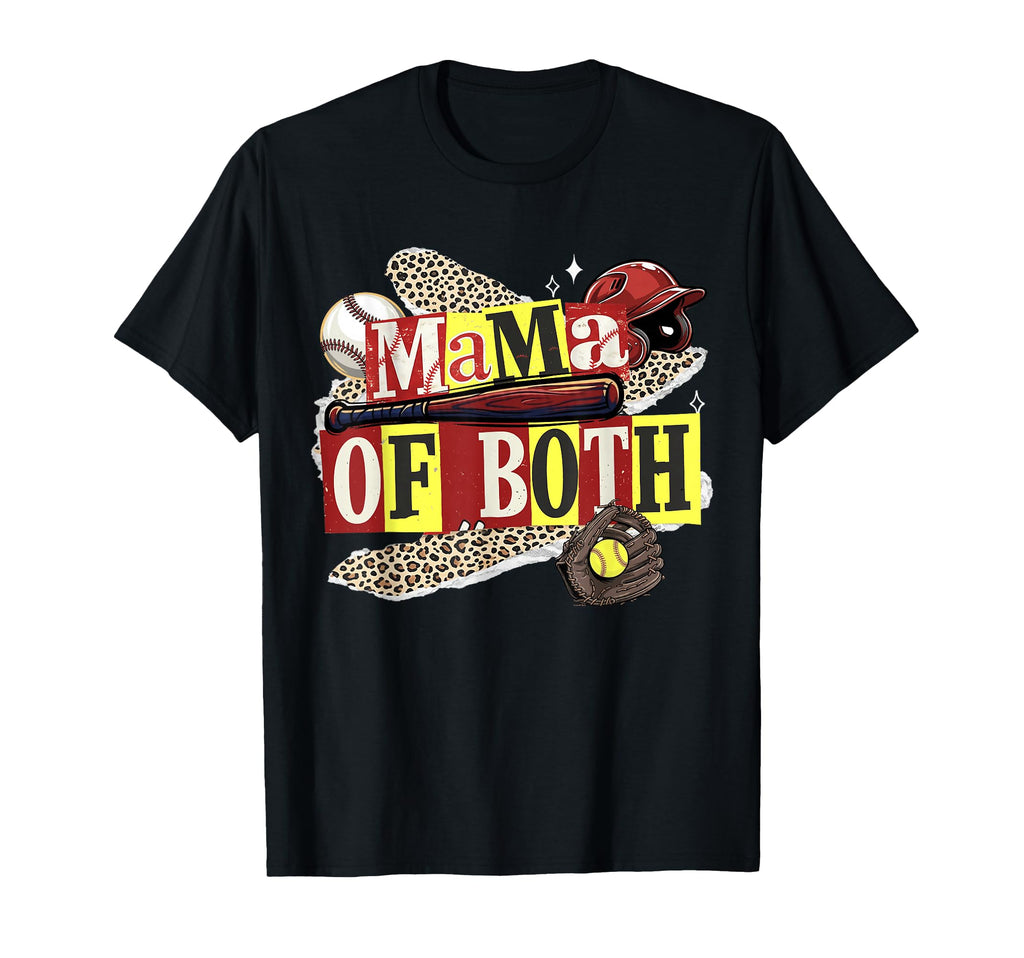 Mom Both Game Day Baseball Softball T-Shirt - Custom Art Print for Adults - T-Shirt, Sweatshirt, Hoodie