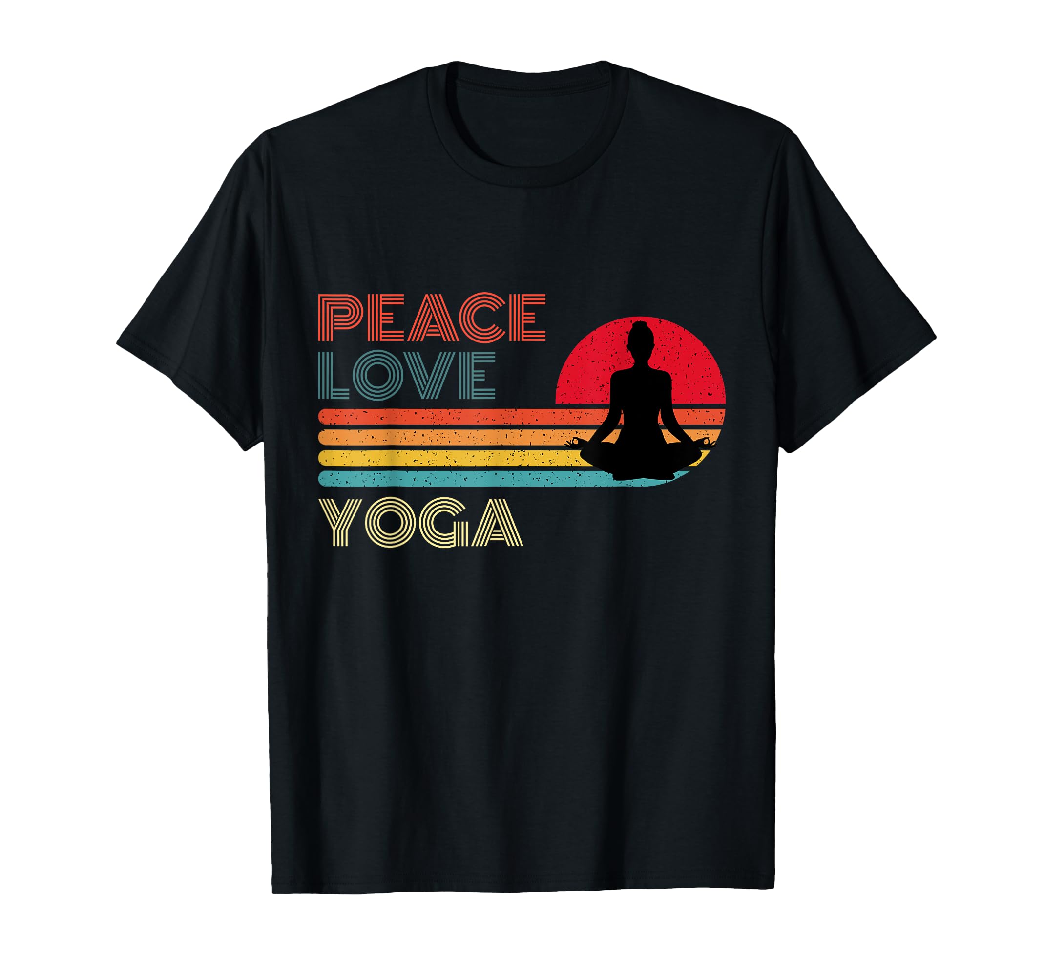 Peace Love Yoga Striped Sunset T-Shirt - Aesthetic Graphic Men Women - T-Shirt, Sweatshirt, Hoodie