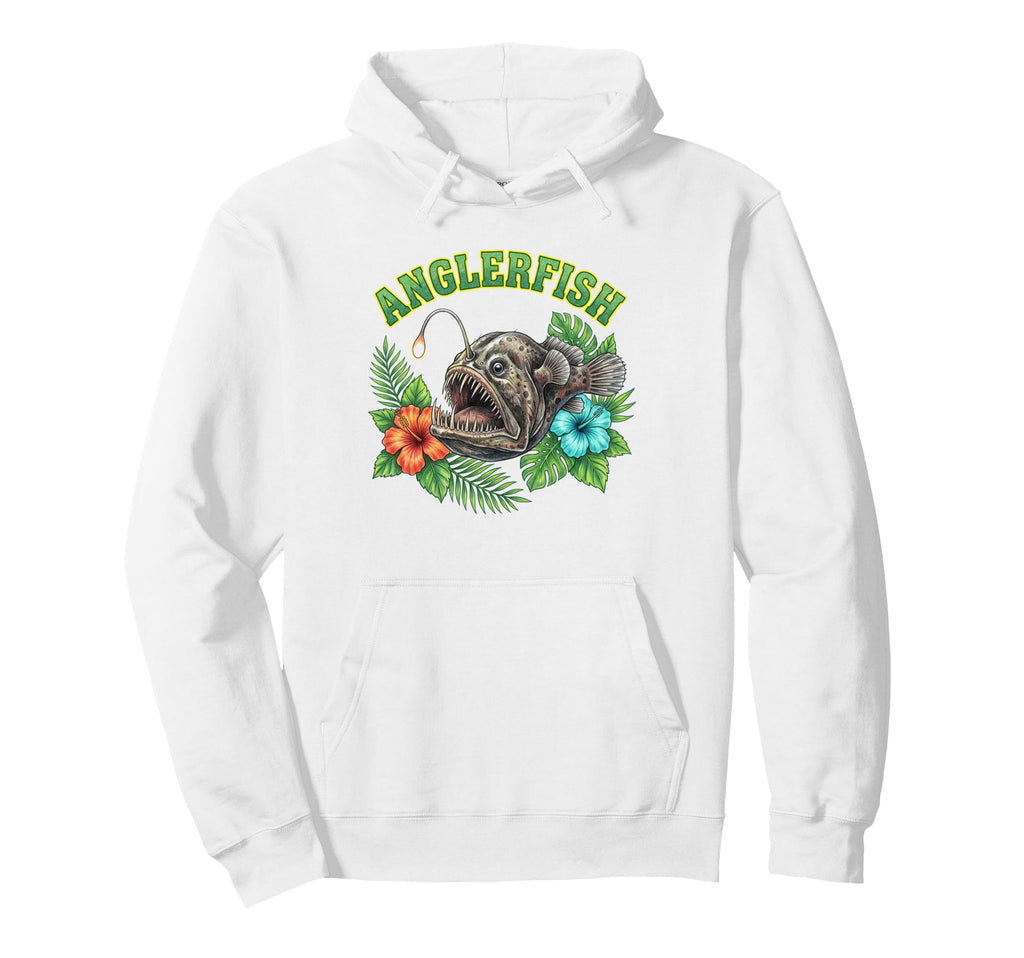Anglerfish Groovy Floral Watercolor Boho Hoodie - Graphic Print for Adults - T-Shirt, Sweatshirt, Hoodie